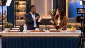 Professional spokesperson communicating with an audience